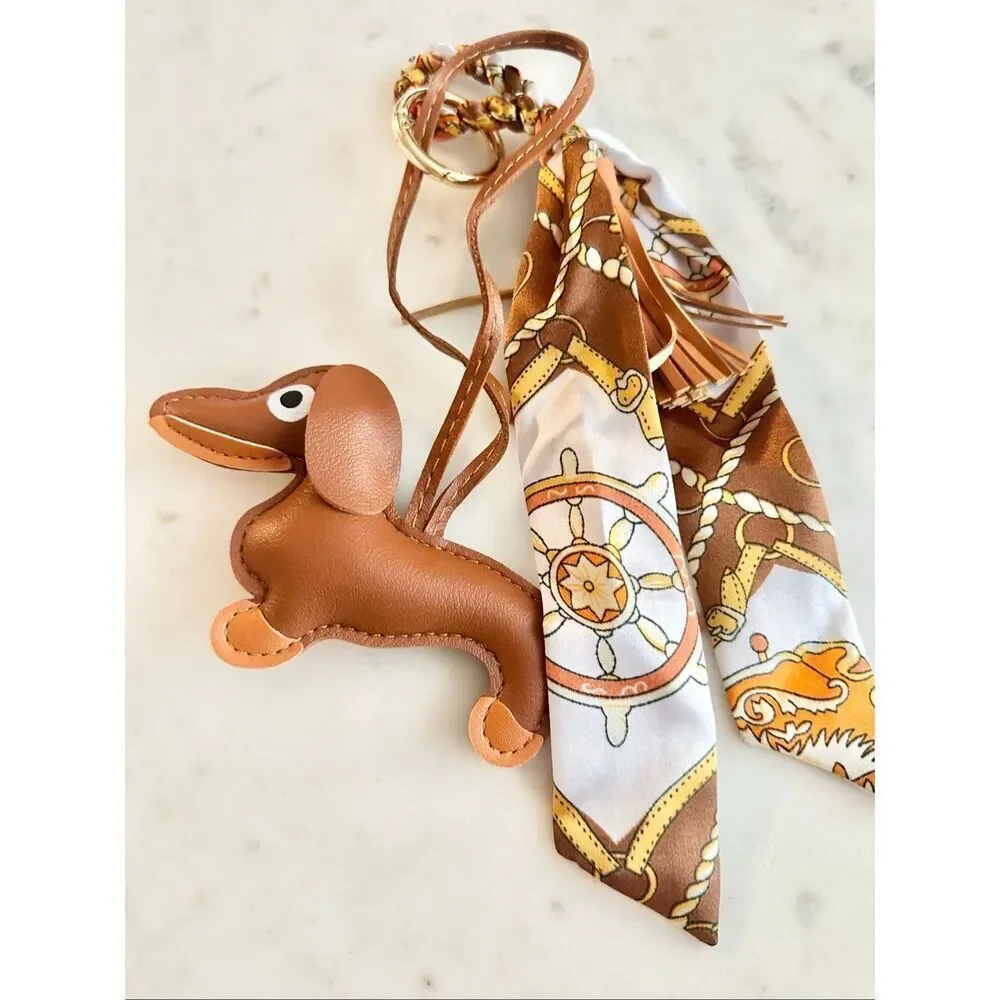 Light brown doxi / dachshund/ wiener dog purse charm